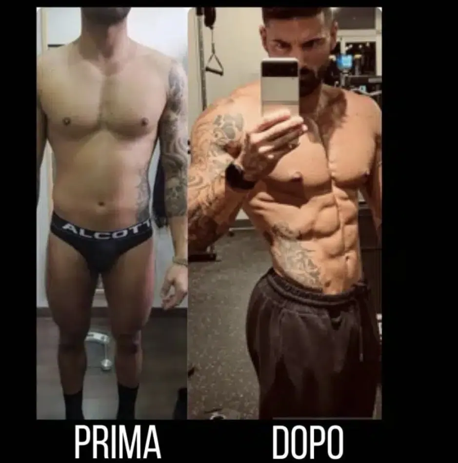 Trasformazione prima e dopo di una persona seguita da Team Valerio Elisa